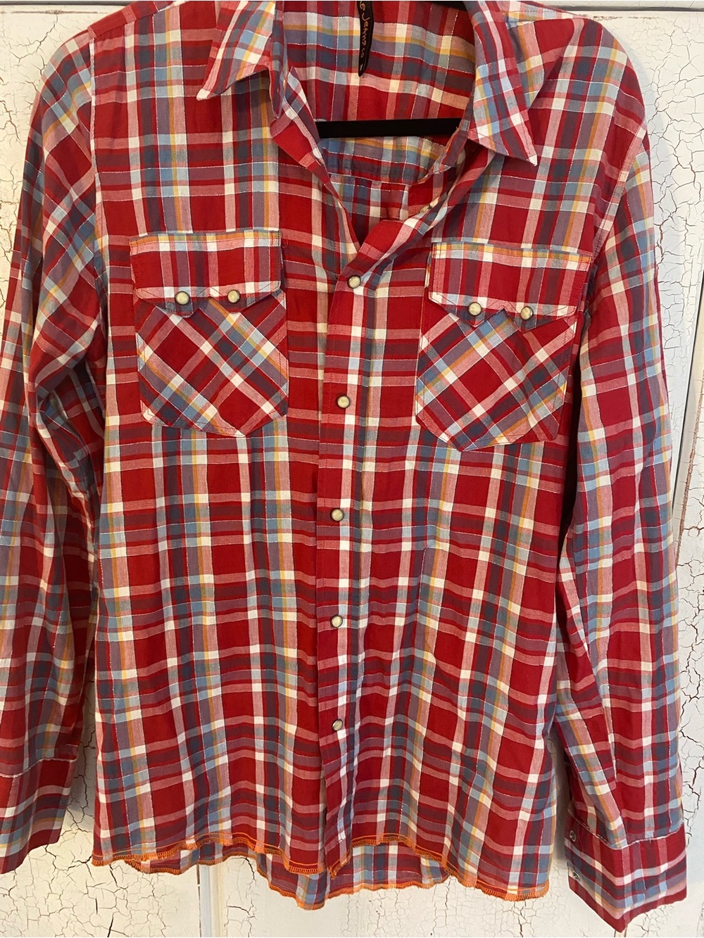 Nudie Jeans Women’s Red Plaid Long-Sleeve Button-Up Shirt
